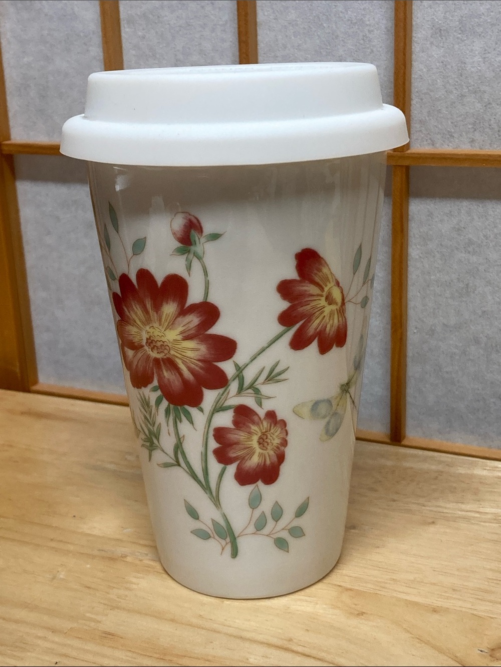 Lenox Butterfly Meadow Double Wall Porcelain Travel Tumbler Coffee Cup 10 oz